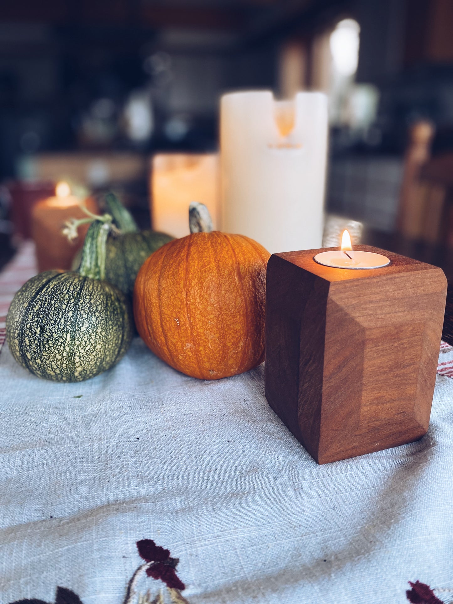 O’Brian Family Handmade Cherry Wood Candle Holders, set of 2
